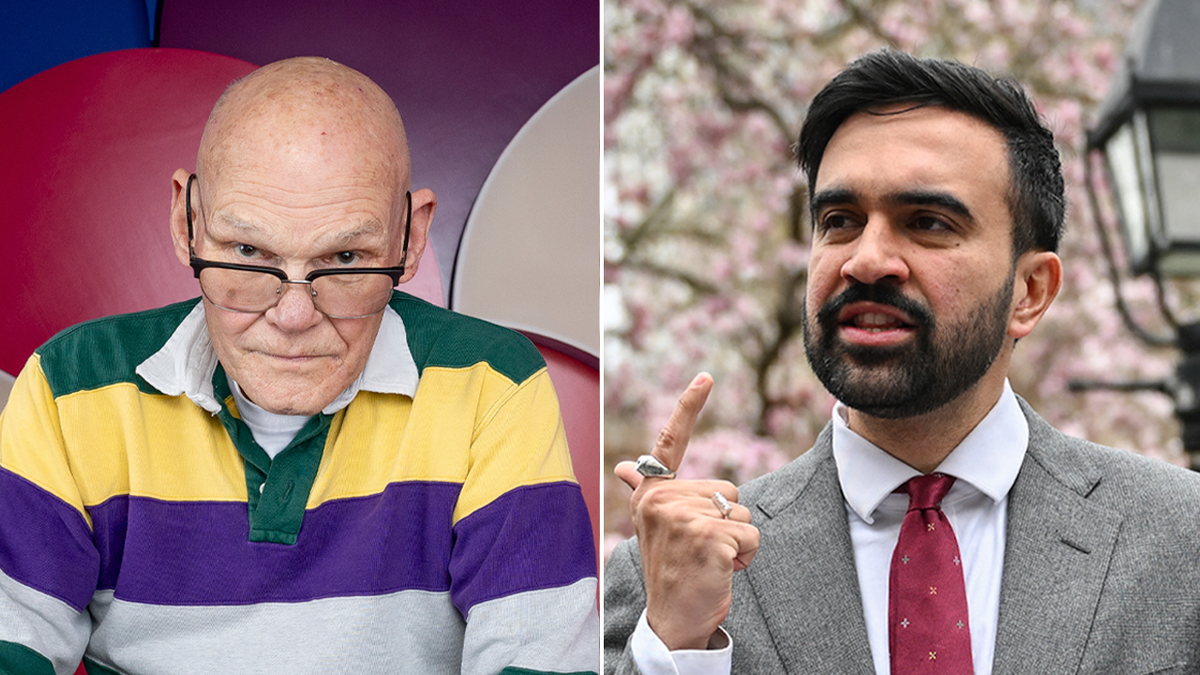 Photos showing James Carville and Zohran Mamdani