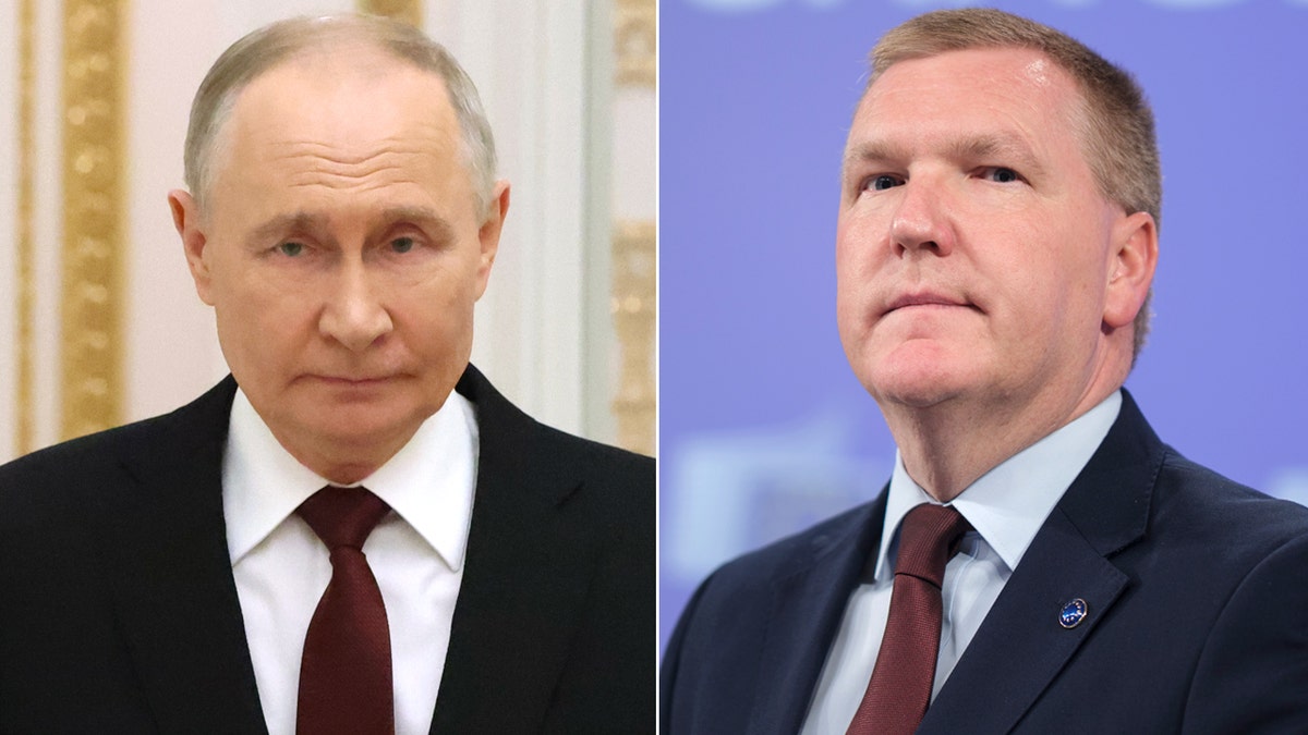 Left: Russian President Vladimir Putin; Right: European Commissioner Michael McGrath